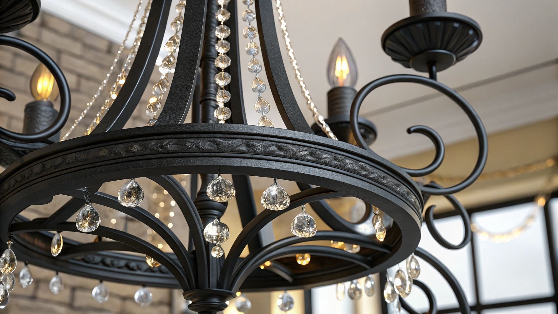 black chandelier for dining room with cones